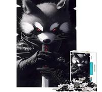Puzzle pour Adolescents 1000 pièces Rocket Raccoon Samurai Animal Jeu éducatif d'analyse et de logique Stimulant à compléter pour Les 14 Ans et Plus 38X26cm