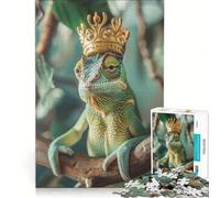 Puzzle pour Adolescents 1000 pièces Roi Caméléon, Jeu Manuel, idéal pour Passer Le Temps à la Maison, avec Poster et fiche de Questions Assortis 38x52cm