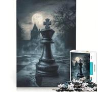 Puzzle pour Adolescents 1000 pièces Roi d'échecs au Clair de Lune, Jouet Anti-Stress, décompression intellectuelle, Cadeau d'anniversaire Unique 38x52cm