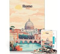 Puzzle pour Adolescents 1000 pièces Rome Italie Poster de Voyage Ajustement serré Jeu Stimulant la réflexion Loisirs Amusants Cadeau Artistique de Noël (50x75cm)