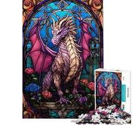 Puzzle pour Adolescents 1000 pièces Rouge Aetheria Dragon Rose Jeu Manuel Amusant et Anti-Stress (38x52cm)