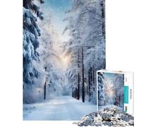 Puzzle pour Adolescents 1000 pièces « Route dans la forêt enneigée » Un Jeu Difficile à compléter mais Amusant et Humoristique Jeu Pratique pour Les 14 Ans et Plus Jeu de Puzzle proposé (38x26cm)