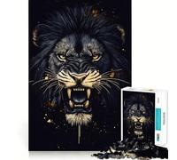 Puzzle pour Adolescents 1000 pièces Rugissement de Lion Noir,Illustration aux Bords précis,Jeu de Concentration, pour des Moments de détente,Illustration de Noël (50x75cm)