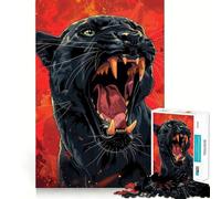 Puzzle pour Adolescents 1000 pièces Rugissement de panthère Noire,Bords Nets,Jeu de Concentration Amusant,Moment de détente,Cadeau de Noël apaisant (38x26cm)