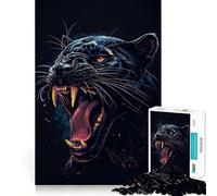 Puzzle pour Adolescents 1000 pièces Rugissement de panthère Noire,Bords Nets,Jeu de Concentration Amusant,Moment de détente,Cadeau de Noël apaisant (38x26cm)