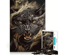 Puzzle pour Adolescents 1000 pièces Rugissement de panthère Noire,Illustration aux Bords précis,Jeu de Concentration, pour des Moments de détente,Illustration de Noël (38x26cm)