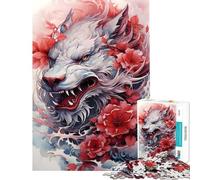 Puzzle pour Adolescents 1000 pièces Sakura Dragon Chinois Difficile à compléter Jouet de décoration pour la Maison à partir de 14 Ans (38x26cm)