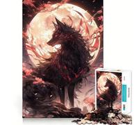 Puzzle pour Adolescents 1000 pièces Sakura Kitsune Noir,Bords Nets,Jeu de Concentration Amusant,Moment de détente,Cadeau de Noël apaisant (38x26cm)