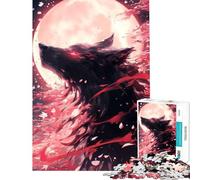 Puzzle pour Adolescents 1000 pièces Sakura Loup Noir Un défi à relever Cadeau d'anniversaire Jeu éducatif pour Les 14 Ans et Plus Jeu de Puzzle Offert (38x26cm)