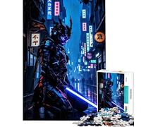Puzzle pour Adolescents 1000 pièces Samouraï Cyberpunk dans Un Paysage Urbain pluvieux Puzzle 1000 pièces Jouet Anti-Stress Décoration intérieure Jeu éducatif Familial (38x26cm)