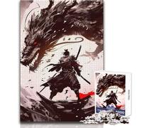 Puzzle pour Adolescents 1000 pièces Samouraï Dragon Japonais Profitez de Moments de détente et de Calme Découpe Nette et résistante Jeu de Loisirs créatifs Dimensions:38x52cm