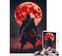 Puzzle pour Adolescents 1000 pièces Samurai Blood Moon Jeu Familial Défi Difficile Jouet Décoration Murale Collection d'artistes Beaux-Arts (38X26CM)