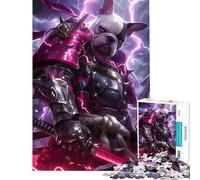 Puzzle pour Adolescents 1000 pièces Samurai Bulldog Art Anime Aide à l'exercice cérébral Décoration d'art pour la Maison Jeux relaxants Convient aux Personnes de 14 Ans et Plus (38x26cm)