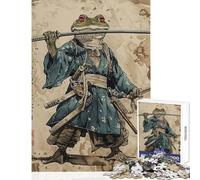 Puzzle pour Adolescents 1000 pièces Samurai Frog Family Game Tough Challenge Toy Wall Decor Artists Collection Beaux-Arts (50X75CM)