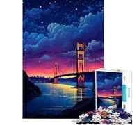 Puzzle pour Adolescents 1000 pièces San Francisco Nuit Pixel Jeu Manuel pour Un défi ludique et éducatif pour développer l'analyse et la logique (Dimensions 50x75cm)