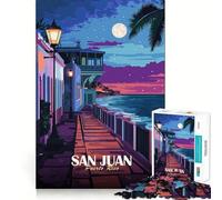 Puzzle pour Adolescents 1000 pièces San Juan,Porto Rico Paysage Nocturne Jeu de réflexion Stimulant Loisirs et Divertissement Cadeau Artistique de Noël (50x75cm)