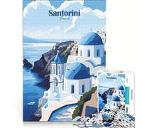 Puzzle pour Adolescents 1000 pièces Santorin Grèce Jeu Pratique pour s'amuser en Famille idéal comme Cadeau pour Toute la Famille 38x52cm