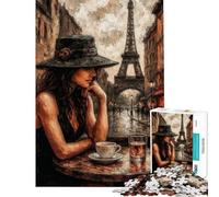 Puzzle pour Adolescents 1000 pièces Scène de café Parisien avec Tour Eiffel Puzzle à Assembler pour Adolescents Chaque pièce est Unique Cadeau d'anniversaire Unique (Dimensions 38x52cm)