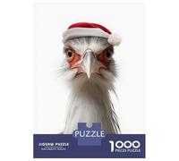 Puzzle pour Adolescents 1000 Pièces Secretary Bird with Santa Hat Puzzles pour Adultes Jeu Familial Anti-Stress Interaction Parent-Enfant 52x38cm/1000pcs