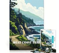 Puzzle pour Adolescents 1000 pièces Sentier de la côte Ouest canadienne Paysage Art Découpe serrée Amusant Jeu de réflexion créatif Détente Cadeau Artistique de Noël (38x26cm)