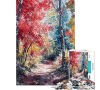 Puzzle pour Adolescents 1000 pièces Sentier Flamboyant d'automne Puzzle Adulte à Manipuler pour s'amuser en Famille Difficile et Stimulant (Taille 50x75cm)