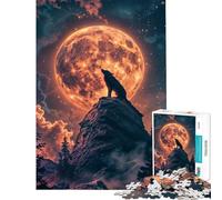Puzzle pour Adolescents 1000 pièces Sérénade Lunaire des Loups Activités Amusantes à la Maison Analyse et logique Jouet Anti-Stress pour Les 14 Ans et Plus (38x52cm)