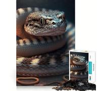 Puzzle pour Adolescents 1000 pièces Serpent Noir à Assembler sans Couture,Jeu créatif,Divertissement pour Les Moments de détente,Cadeau de Noël (38x26cm)