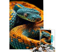 Puzzle pour Adolescents 1000 pièces Serpent Orange et Vert Casse-tête Jeu de réflexion Jouet Jeu intellectuel Excellent Cadeau pour Les Jeux Décoration Murale (Dimensions 75x50cm)