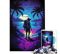 Puzzle pour Adolescents 1000 pièces Seul sur la Plage la Nuit idéal pour Un Anniversaire ou Noël Jouet de mémoire décoration Murale Convient aux Personnes de 14 Ans et Plus (38x26cm)