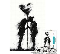 Puzzle pour Adolescents 1000 pièces Silhouette Baiser avec Cœur Jeu Familial addictif Jouet pour cultiver la Patience pour Les Jeux Améliore la mémoire (Dimensions 38x26cm)