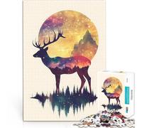 Puzzle pour Adolescents 1000 pièces Silhouette de cerf Cosmique Entraînez Votre Cerveau et Vos Mains Une œuvre d'art 50x70cm