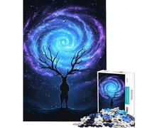 Puzzle pour Adolescents 1000 pièces Silhouette de cerf Cosmique Puzzle 1000 pièces Anti-Stress Jouet Relaxant Cadeau d'anniversaire Cadeau de Voyage (50x75cm)