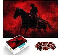 Puzzle pour Adolescents 1000 pièces Silhouette de Cow-Boy en Rouge Jeux éducatifs Jouets DIY Cadeau Amusant 38x26cm