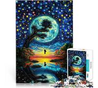 Puzzle pour Adolescents 1000 pièces Silhouette sous Une Lune géante Jeux de détente est idéal comme Cadeau pour Toute la Famille 52x38cm