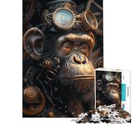 Puzzle pour Adolescents 1000 pièces Singe Steampunk Animal Défi à compléter Une œuvre d'art Jouet éducatif Convient aux Personnes de 14 Ans et Plus (38x52cm)