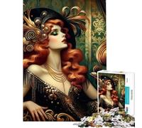 Puzzle pour Adolescents 1000 pièces Sirène Art Déco dorée Jeu Manuel Amusant et Anti-Stress (Dimensions 38x52cm)