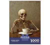 Puzzle pour Adolescents 1000 Pièces Skeleton with Coffee Puzzles pour Adultes Jeu Familial Anti-Stress Interaction Parent-Enfant 38x26cm/1000pcs