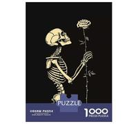 Puzzle pour Adolescents 1000 Pièces Skeleton with Rose Puzzle pour Adultes Jouets À Monter Soi-même Analyse Et Logique Difficile Et Stimulant 38x26cm/1000pcs