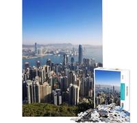 Puzzle pour Adolescents 1000 pièces Skyline de Hong Kong Puzzle Jeu Familial pour Passer Le Temps Pendant Les Vacances à la Maison Cadeaux de Noël et d'anniversaire (Dimensions 50x75cm)