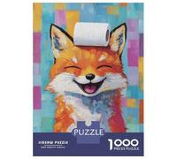 Puzzle pour Adolescents 1000 Pièces Smiling Fox with Toilet Paper Puzzles pour Adolescents Jeux Relaxants Cadeaux pour Femmes pour Anniversaire, Noël 70x50cm/1000pcs