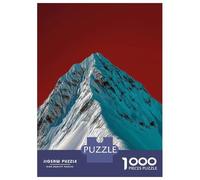 Puzzle pour Adolescents 1000 Pièces Snowy Mountain Peak with Red Sky Puzzles pour Adultes Jeu Manuel Améliore La Mémoire Interaction Parent-Enfant 70x50cm/1000pcs