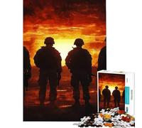Puzzle pour Adolescents 1000 pièces Soldats au Coucher du Soleil Jeu Manuel éducatif et Stimulant pour développer l'analyse et la logique (Dimensions 38x26cm)