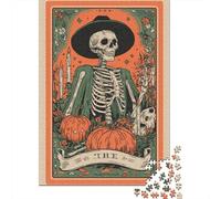 Puzzle pour Adolescents 1000 Pièces Spooky Halloween Skeleton Art Print Puzzle Adulte Jeux Relaxants Améliorent La Mémoire Jeu Stimulant Cadeaux 38x26cm/1000pcs