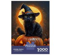 Puzzle pour Adolescents 1000 Pièces Spooky Pumpkin Cat -1 Puzzles pour Adultes, Jouets Anti-Stress, Décoration Murale, Interaction Parent-Enfant 38x26cm/1000pcs