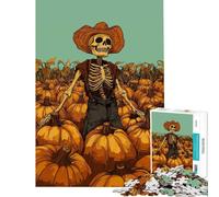 Puzzle pour Adolescents 1000 pièces Squelette Citrouille Fermier Puzzle pour Adolescents Jeu Manuel Décoration Murale Difficile et Stimulant (Dimensions 38x52cm)