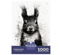 Puzzle pour Adolescents 1000 Pièces Squirrel Beauty Black Ink Puzzle pour Adultes Jeu Familial Course De Vitesse Manuelle Cadeau d'anniversaire Unique 52x38cm/1000pcs