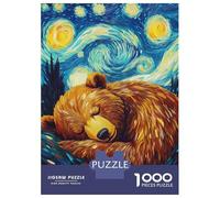 Puzzle pour Adolescents 1000 Pièces Starry Night Bear -3 Puzzles pour Adolescents Jeux Relaxants Cadeaux pour Femmes pour Anniversaire, Noël 52x38cm/1000pcs