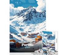 Puzzle pour Adolescents 1000 pièces Station de Ski de Portillo, Chili Jouet éducatif Cadeau d'anniversaire Jeu Impossible Renforce l'amour Entre Les Couples (Dimensions 38x26cm)
