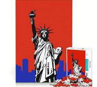 Puzzle pour Adolescents 1000 pièces Statue de la Liberté Minimaliste Jeu Manuel activités Amusantes à la Maison avec Poster et fiche de Questions Assortis 38x26cm