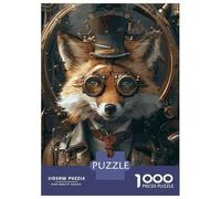 Puzzle pour Adolescents 1000 Pièces Steampunk Animal Fox Puzzle pour Adultes, Jouet, Décoration Murale, Amusant Et Humoristique, Idéal comme Cadeau 38x26cm/1000pcs